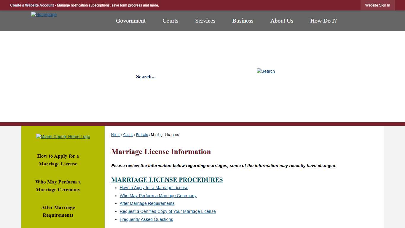 Marriage License Information | Miami County, OH - Official Website